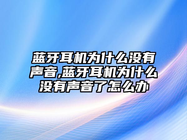 藍(lán)牙耳機(jī)為什么沒(méi)有聲音,藍(lán)牙耳機(jī)為什么沒(méi)有聲音了怎么辦