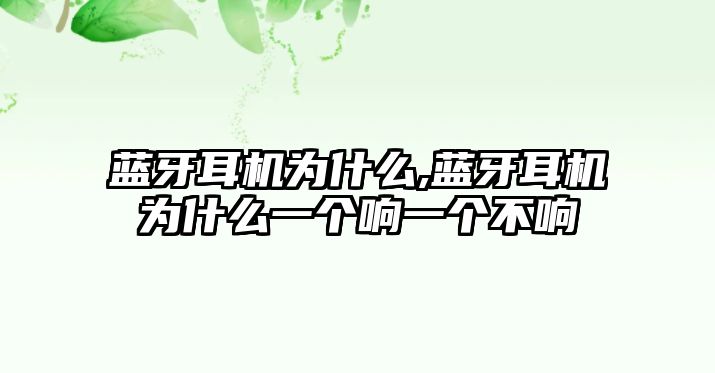 藍(lán)牙耳機(jī)為什么,藍(lán)牙耳機(jī)為什么一個(gè)響一個(gè)不響